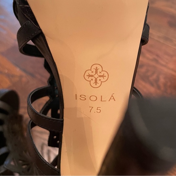 NWT Isola Platform Black Leather Heels - Picture 2 of 6